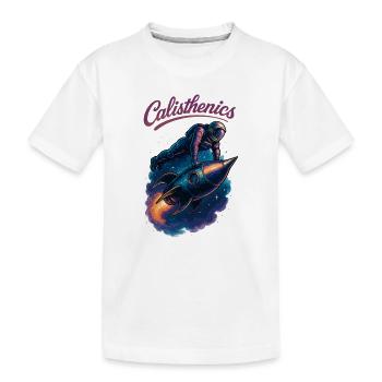 Calisthenics Astronaut Push-ups Rocket Gift - Kids' Premium Organic T-Shirt - white - Front