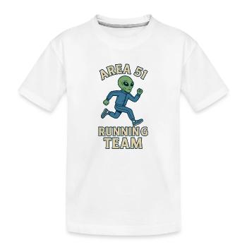 Alien Laufteam Area 51 Design - Kinder Premium Bio T-Shirt - Weiß - Vorne