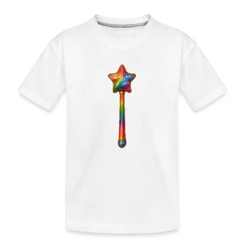 Regenbogen Stern-Zauberstab Design - Kinder Premium Bio T-Shirt - Weiß - Vorne