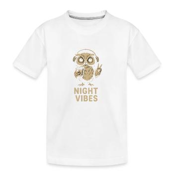 Hibou d’humeur nocturne avec écouteurs - T-shirt bio Premium Enfant - blanc - Devant