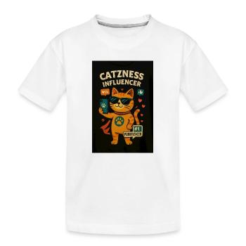Cat influencer with sunglasses - Kids' Premium Organic T-Shirt - white - Front