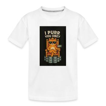 Commandes du roi des chats avec du thon - T-shirt bio Premium Enfant - blanc - Devant