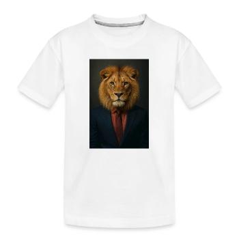 Löwe im Anzug - Kinder Premium Bio T-Shirt - Weiß - Vorne
