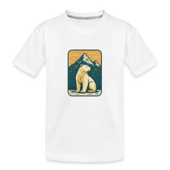 Polar bear in front of mountain landscape - Kids' Premium Organic T-Shirt - white - Front