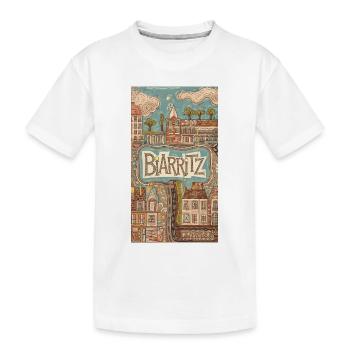 Biarritz Seaside Retro Illustration France City - Kids' Premium Organic T-Shirt - white - Front