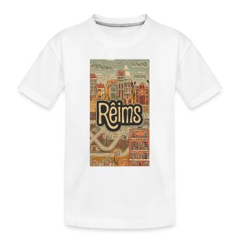 Reims Cityscape Retro Illustration - Kids' Premium Organic T-Shirt - white - Front