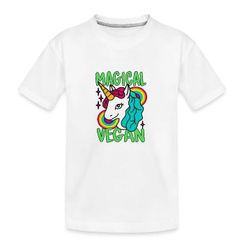 Magisches Go Vegan-Einhorn - Kinder Premium Bio T-Shirt - Weiß - Vorne