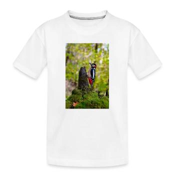 Pic sur souche de forêt moussue - T-shirt bio Premium Enfant - blanc - Devant