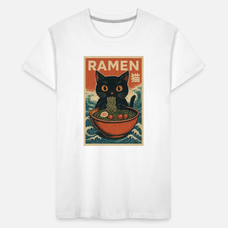 Affiche rétro Ramen Cat T-shirt bio Premium Enfant