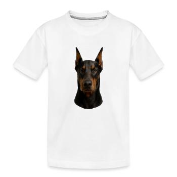 Dobermann Kopfporträt - Kinder Premium Bio T-Shirt - Weiß - Vorne