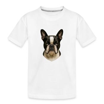 Französische Bulldogge Porträt | Bostonterrier - Kinder Premium Bio T-Shirt - Weiß - Vorne