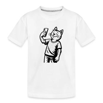 Selfie-Katze im Sketchstil - Kinder Premium Bio T-Shirt - Weiß - Vorne