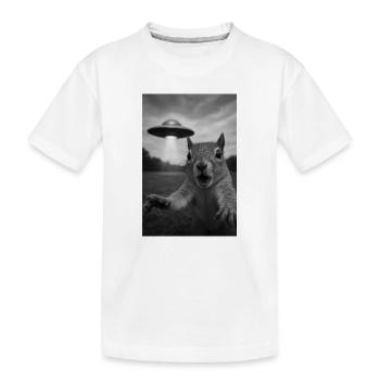 UFO Squirrel Encounter - Kids' Premium Organic T-Shirt - white - Front