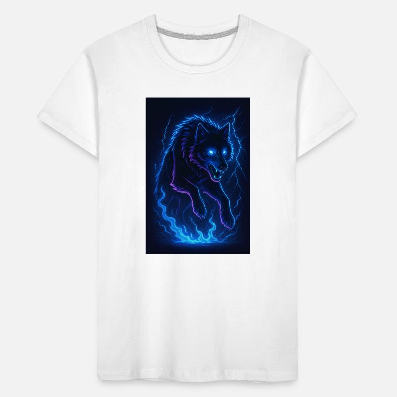 Neon Wolf in Thunder Darkness Kids' Premium Organic T-Shirt