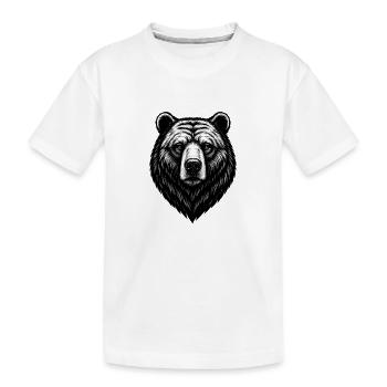 Bärenkopf Strichzeichnung Schwarzweiß - Kinder Premium Bio T-Shirt - Weiß - Vorne