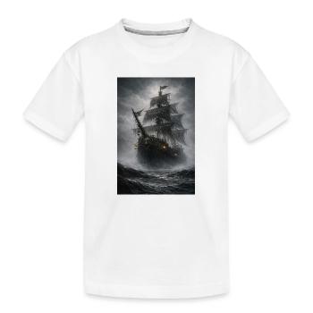 Le navire pirate fantôme dans le brouillard - T-shirt bio Premium Enfant - blanc - Devant