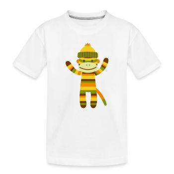 Funny Sock Monkey Colorful Striped Monkey Kids - Kids' Premium Organic T-Shirt - white - Front