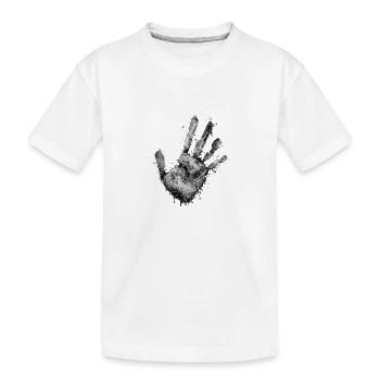 Pulver Handabdruck Graustufen - Kinder Premium Bio T-Shirt - Weiß - Vorne