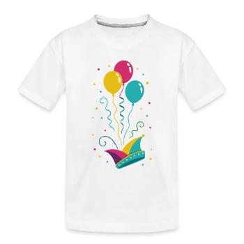 Karneval Narrenkappe mit Ballons & Konfetti - Kinder Premium Bio T-Shirt - Weiß - Vorne