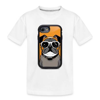 Hund im Helm und Taucherbrille - Kinder Premium Bio T-Shirt - Weiß - Vorne