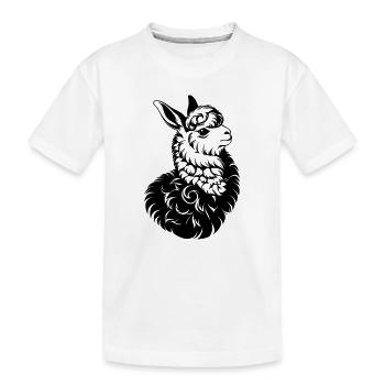 Lama Kopf T-Shirt – Schwarzes Vintage Tiermotiv - Kinder Premium Bio T-Shirt - Weiß - Vorne