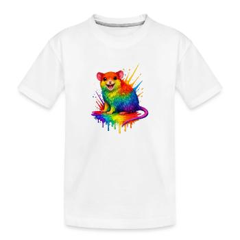 Regenbogen-Maus im Farbspritzer - Kinder Premium Bio T-Shirt - Weiß - Vorne