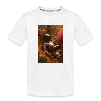 Knight in Floral Garden - Kids' Premium Organic T-Shirt - white - Front