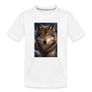 Loup dans la neige et le brouillard - T-shirt bio Premium Enfant - blanc - Devant