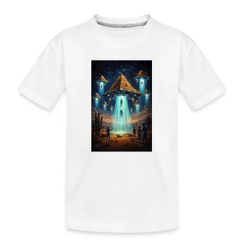 Alien UFO Pyramid Rocket - Kinder Premium Bio T-Shirt - Weiß - Vorne