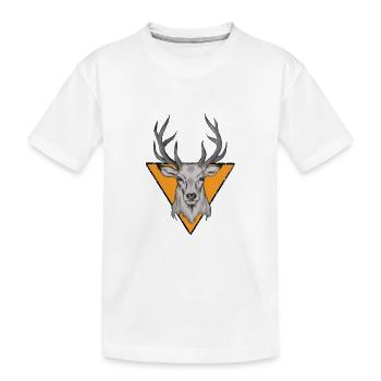 Hirschkopf im orange Dreieck - Kinder Premium Bio T-Shirt - Weiß - Vorne