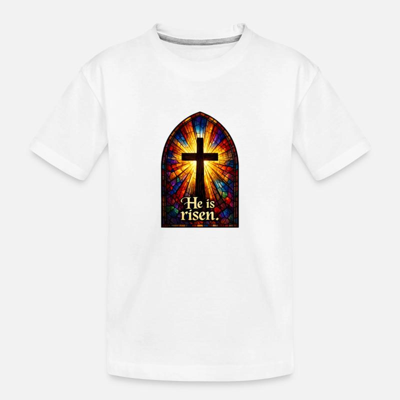 Auferstehung He is Risen Ostern Jesus - Kinder Premium Bio T-Shirt - Weiß
