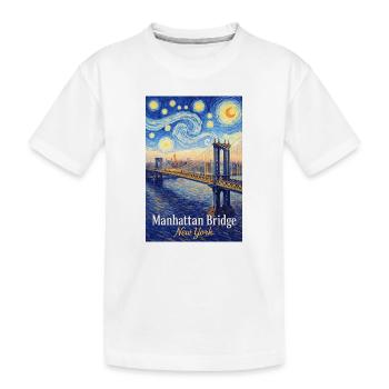 Manhattan Bridge in Star Swirl Style - Kids' Premium Organic T-Shirt - white - Front