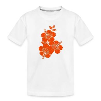 Orange Hibiskus Triple Flower Silhouette - Kinder Premium Bio T-Shirt - Weiß - Vorne