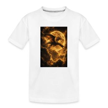 Dragon au-dessus du ciel de braises éclairé par la lune - T-shirt bio Premium Enfant - blanc - Devant
