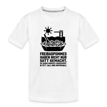 freibad pommes kult - Kinder Premium Bio T-Shirt - Weiß - Vorne