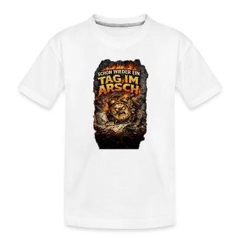 TagArsch – Feuer-Uhr Chaos - Kinder Premium Bio T-Shirt - Weiß - Vorne
