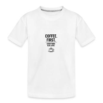 Coffee First – Design minimaliste du café - T-shirt bio Premium Enfant - blanc - Devant