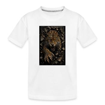 Léopard en furie parmi les blocs - T-shirt bio Premium Enfant - blanc - Devant