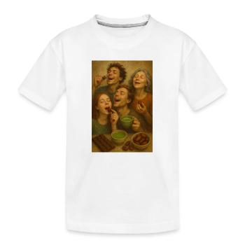 Tour gastronomique : Famille partage du chocolat au cacao - T-shirt bio Premium Enfant - blanc - Devant