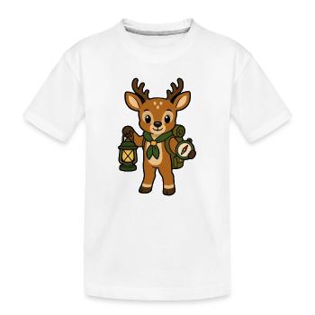 Cerf aventurier de la forêt avec lanterne - T-shirt bio Premium Enfant - blanc - Devant