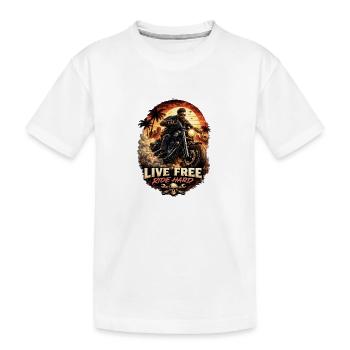 Live Free Ride Hard Biker - Kids' Premium Organic T-Shirt - white - Front