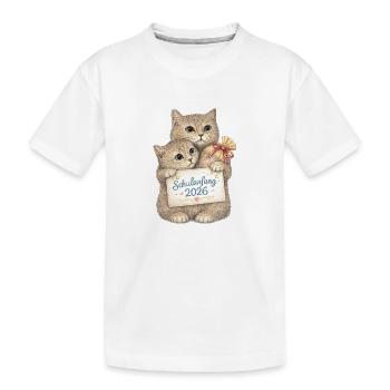 Kuschelkatzen Schulstart 2026 - Kinder Premium Bio T-Shirt - Weiß - Vorne