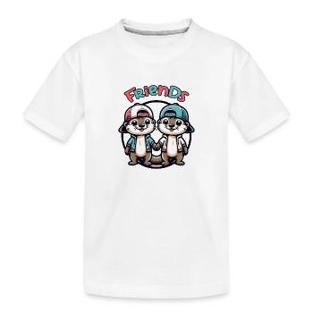 Deux copains loutres mignons copains pour toujours - T-shirt bio Premium Enfant - blanc - Devant