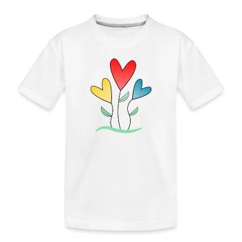 FLEUR. - FLOWER. NATUR. ÖKOLOGIE. - GLÜCK. ZEN - Kinder Premium Bio T-Shirt - Weiß - Vorne