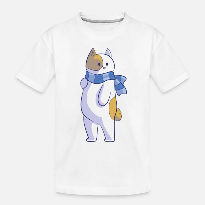 chat avec écharpe - T-shirt bio Premium Enfant - blanc