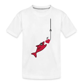 Fishing With Heart - Kids' Premium Organic T-Shirt - white - Front