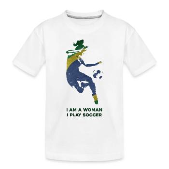 Women's Soccer - Kids' Premium Organic T-Shirt - white - Front