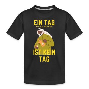Kaffee morgens - Kinder Premium Bio T-Shirt - Schwarz - Vorne