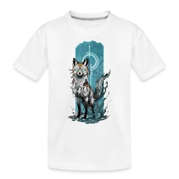 Ätherischer Fuchsgeist: Mystischer blauer Flammenfuchs - Kinder Premium Bio T-Shirt - Weiß - Vorne