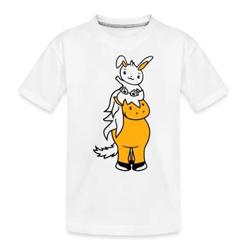 Bunny Horse Riding Rider Pony Horse Waving Cute - Kids' Premium Organic T-Shirt - white - Front